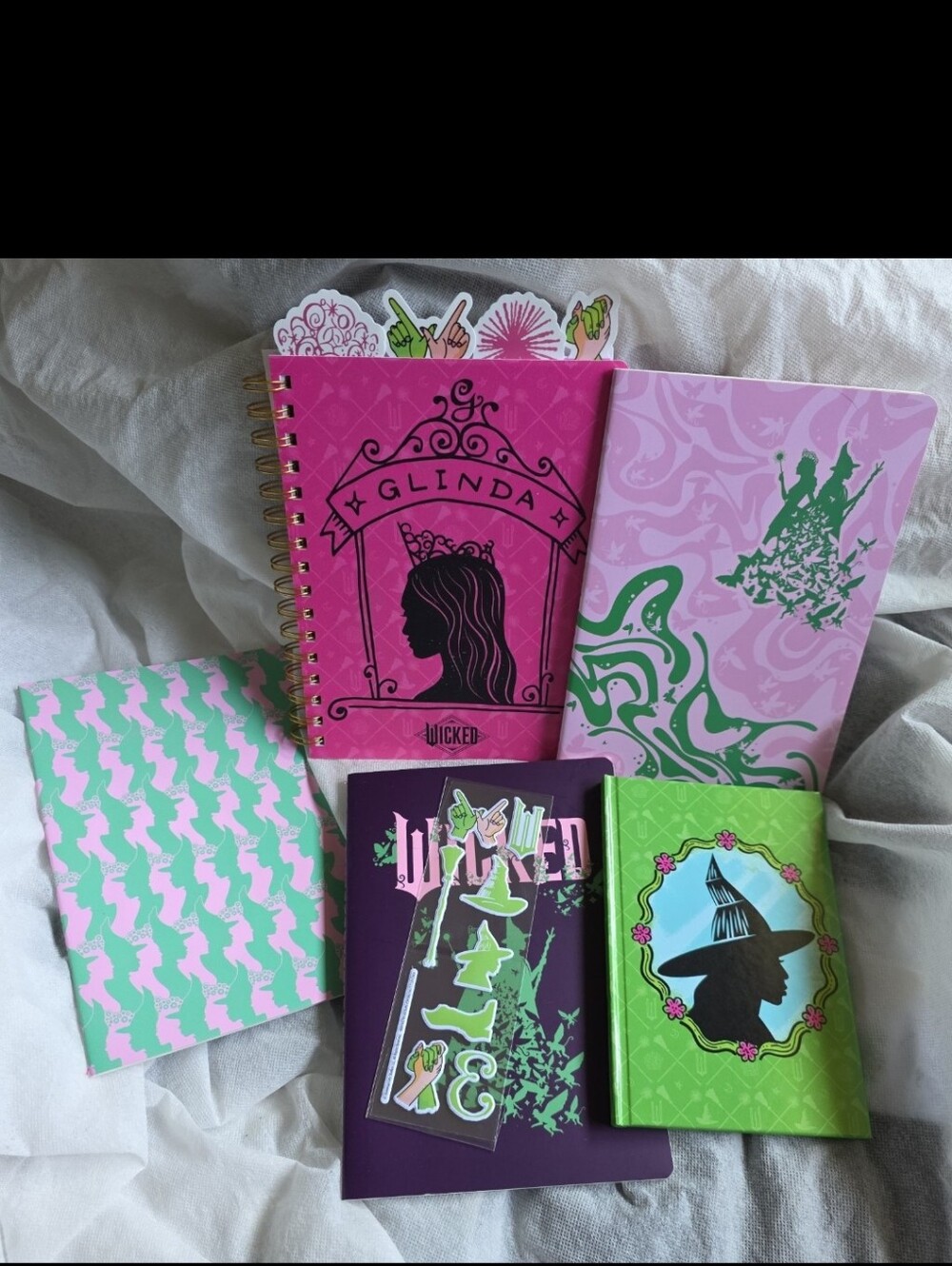 Wicked Glinda & Witch Themed Notebook Set - Pink, Purple, Green